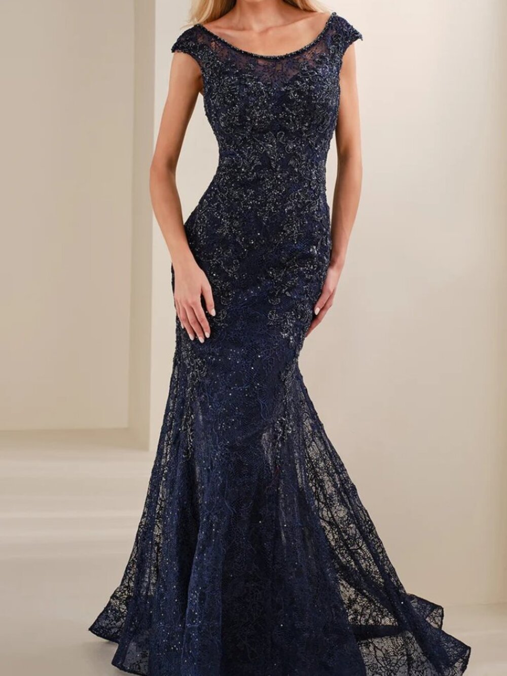 NWT Montage by Mon Cheri M3109 Sequin Lace Mother of the Bride Navy size 14